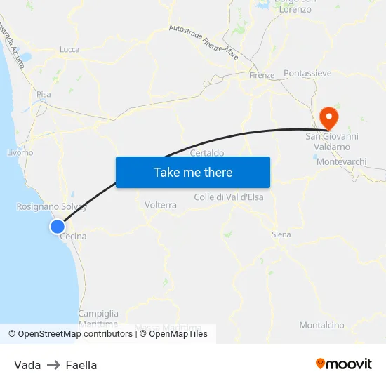 Vada to Faella map