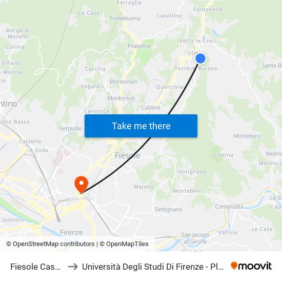Fiesole Case Nuove to Università Degli Studi Di Firenze - Plesso Il Pellegrino map