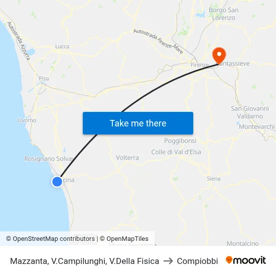 Mazzanta, Campilunghi St, Physics St to Compiobbi map