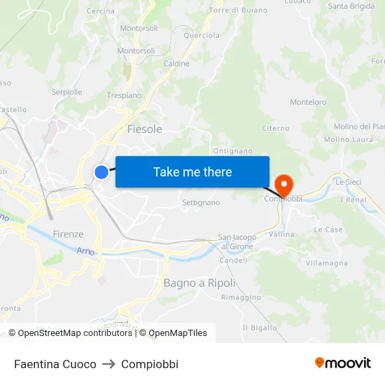 Faentina Cuoco to Compiobbi map