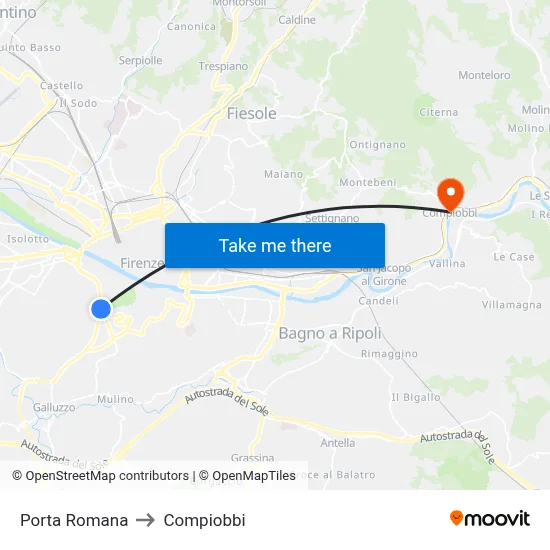 Roman Gate to Compiobbi map