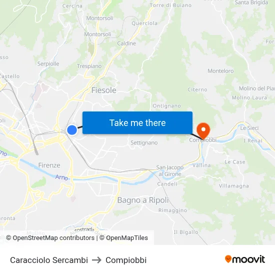 Caracciolo Sercambi to Compiobbi map