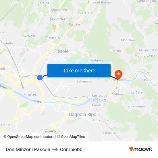 Don Minzoni Pascoli to Compiobbi map