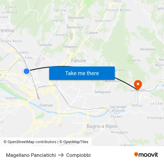 Magellano Panciatichi to Compiobbi map