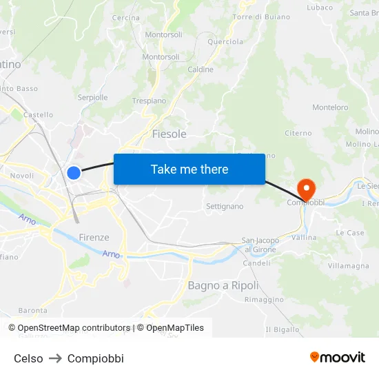 Celso to Compiobbi map