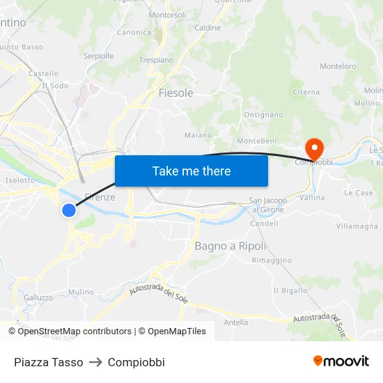 Tasso Square to Compiobbi map