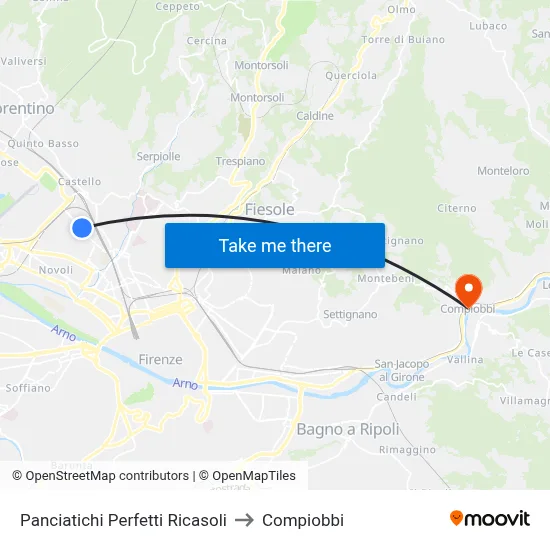 Panciatichi Perfetti Ricasoli to Compiobbi map