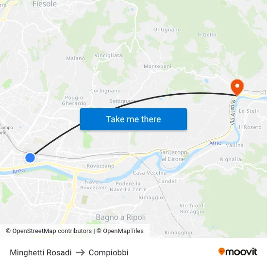 Minghetti Rosadi to Compiobbi map