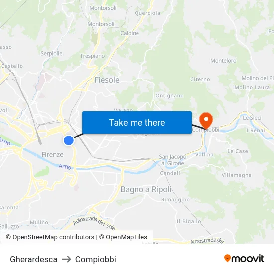 Gherardesca to Compiobbi map