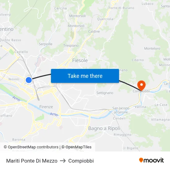 Mariti Ponte Di Mezzo to Compiobbi map