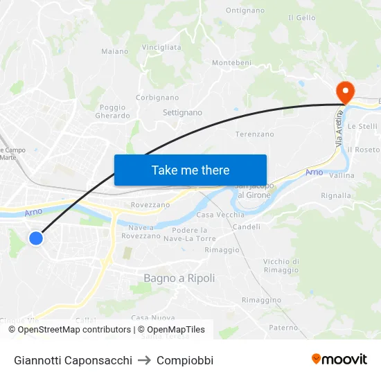Giannotti Caponsacchi to Compiobbi map