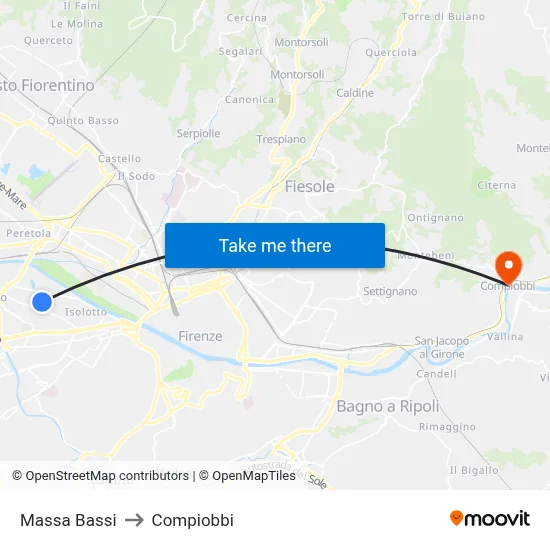 Massa Bassi to Compiobbi map