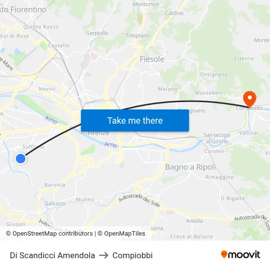 Scandicci Amendola to Compiobbi map