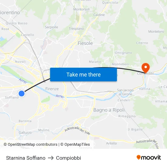 Starnina Soffiano to Compiobbi map