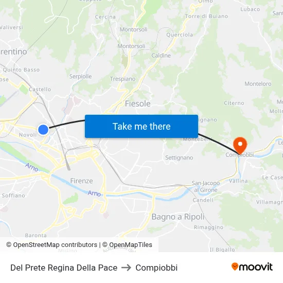 Del Prete Regina Della Pace to Compiobbi map