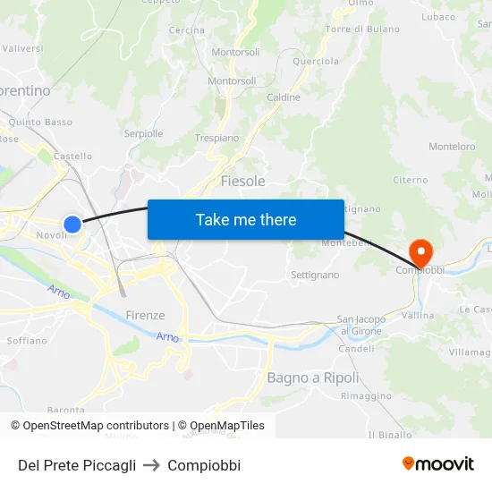 Del Prete Piccagli to Compiobbi map