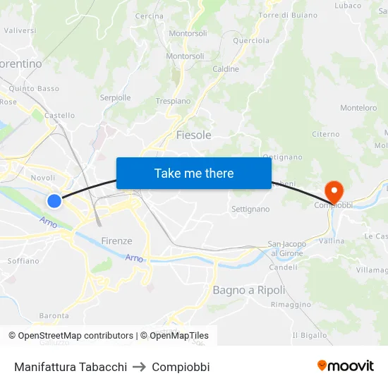 Tobacco Manufacture to Compiobbi map