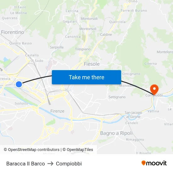 Baracca Il Barco to Compiobbi map