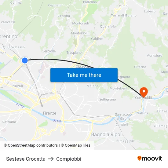 Sestese Crocetta to Compiobbi map