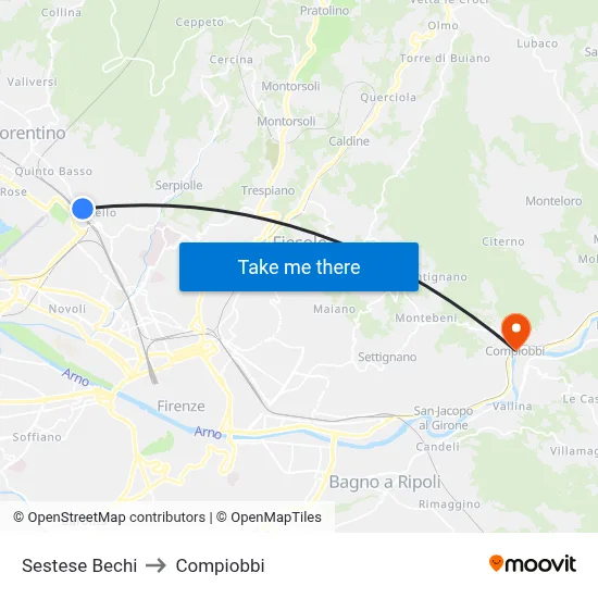 Sestese Bechi to Compiobbi map
