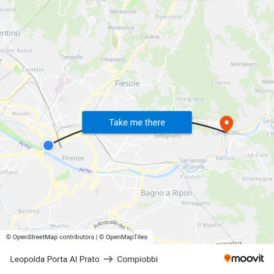 Leopolda Porta Al Prato to Compiobbi map