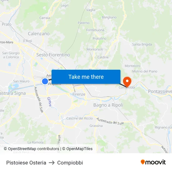 Pistoiese Tavern to Compiobbi map