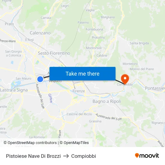 Pistoiese Nave Di Brozzi to Compiobbi map