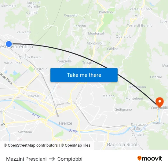 Mazzini Presciani to Compiobbi map