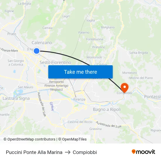 Puccini Marina Bridge to Compiobbi map