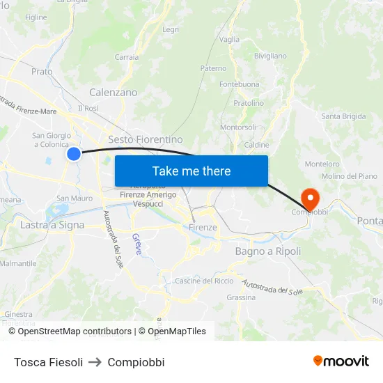 Tosca Fiesoli to Compiobbi map