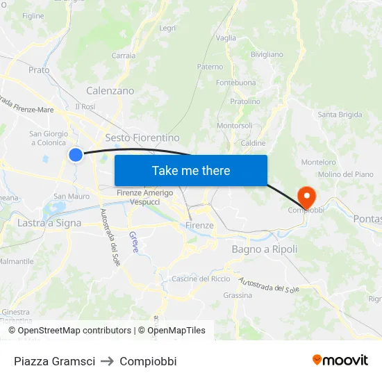 Gramsci Square to Compiobbi map