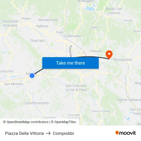 Victory Square to Compiobbi map