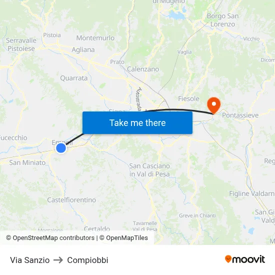 Sanzio Street to Compiobbi map
