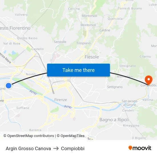 Argin Grosso Canova to Compiobbi map