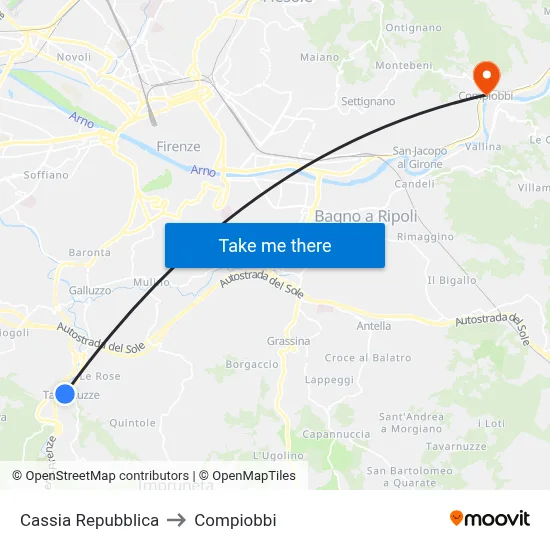 Cassia Repubblica to Compiobbi map