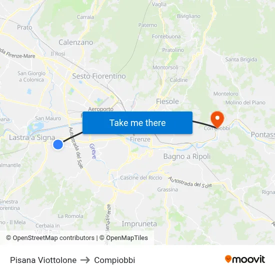 Pisana Viottolone to Compiobbi map