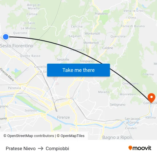 Pratese Nievo to Compiobbi map