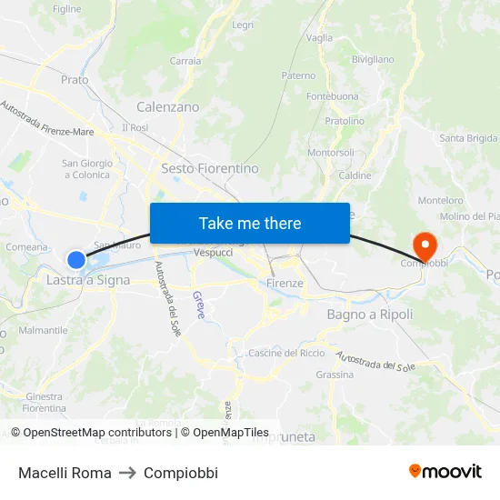 Macelli Roma to Compiobbi map