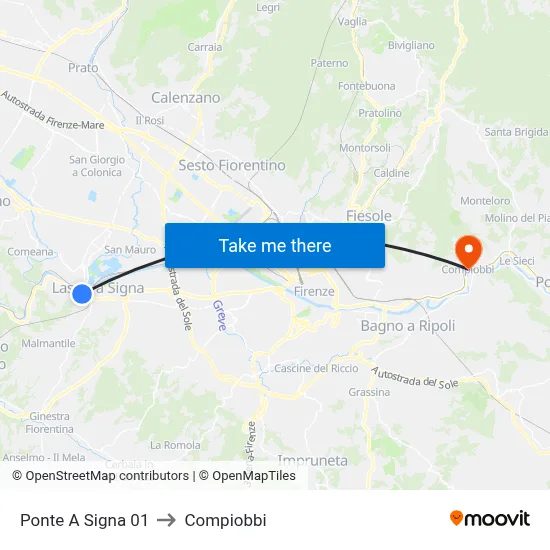Ponte A Signa 01 to Compiobbi map