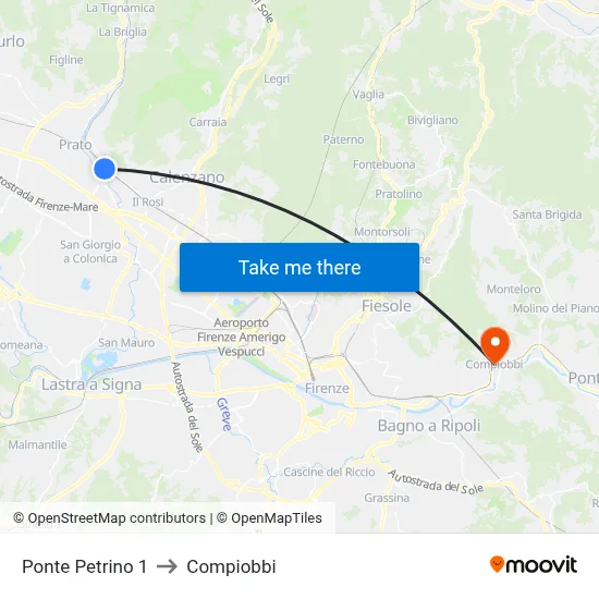 Petrino Bridge 1 to Compiobbi map