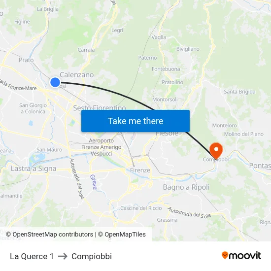 Prato La Querce to Compiobbi map