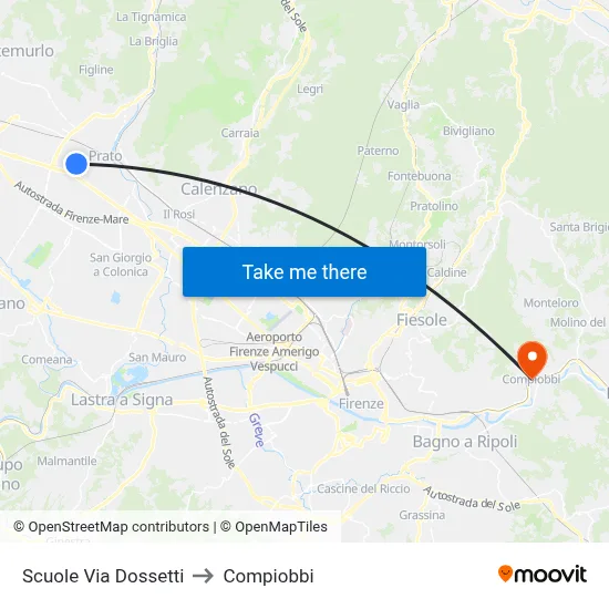 Schools Via Dossetti to Compiobbi map