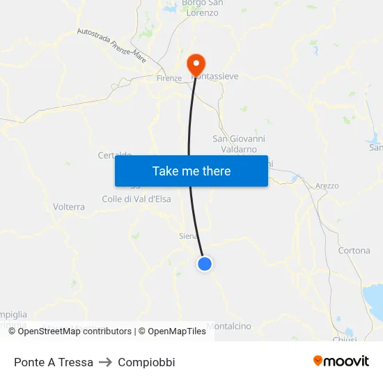 Ponte A Tressa to Compiobbi map