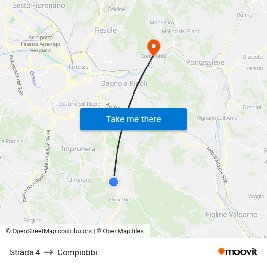 Road 4 to Compiobbi map