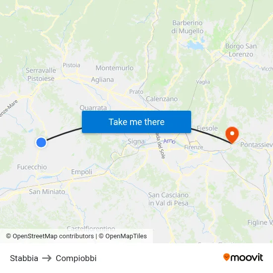 Stabbia to Compiobbi map