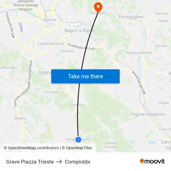 Greve Trieste Square to Compiobbi map