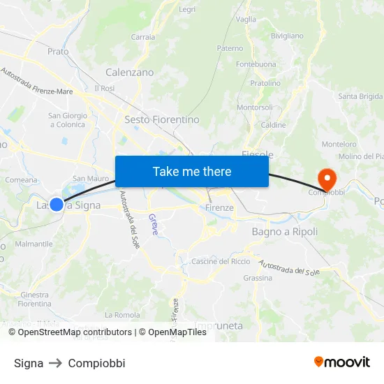 Signa to Compiobbi map