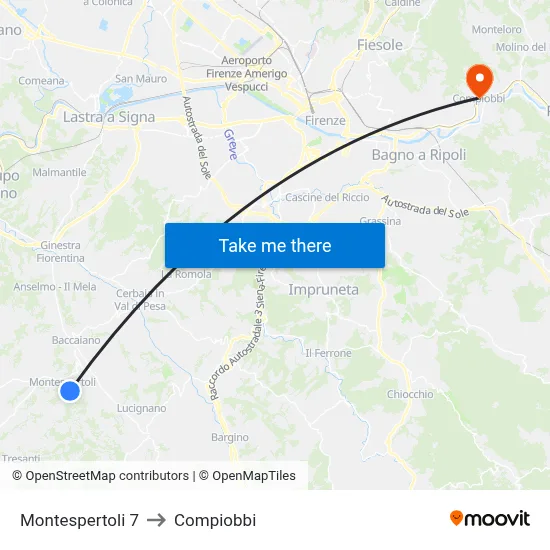 Montespertoli 7 to Compiobbi map