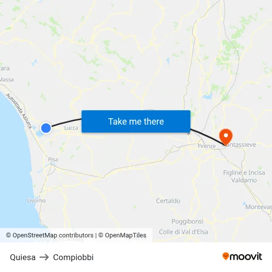 Quiesa to Compiobbi map