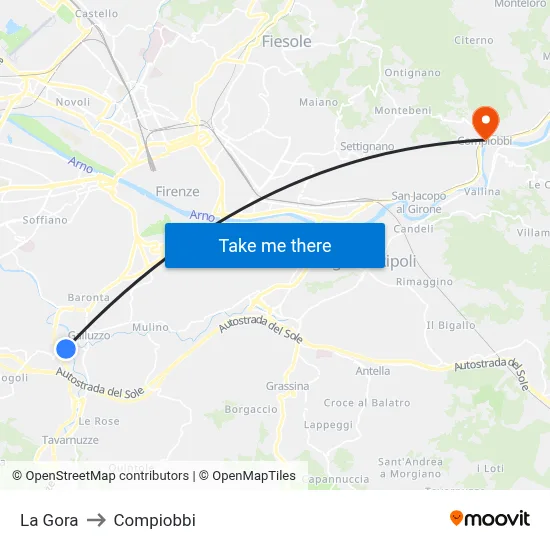 La Gora to Compiobbi map